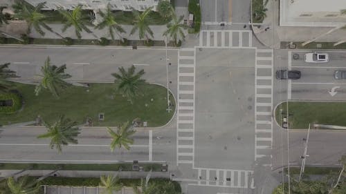 Top View Footage Of The Road With Vehicle Passing By