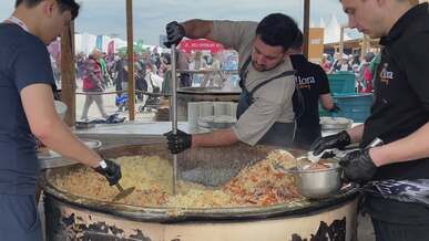 vibrant outdoor food festival cooking scene