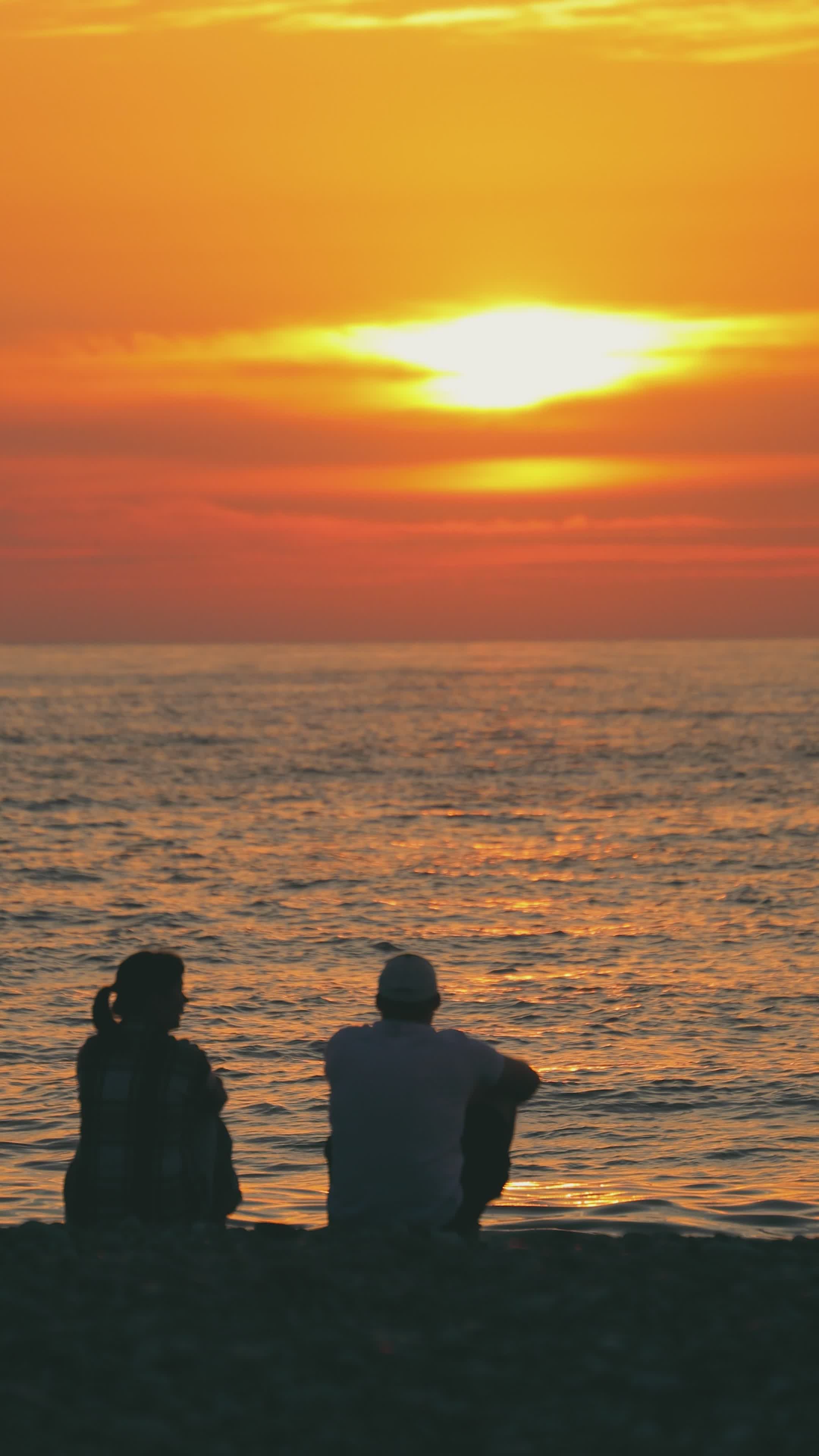 Romantic Couple Watching Sunset on Beach Free Stock Video Footage ...