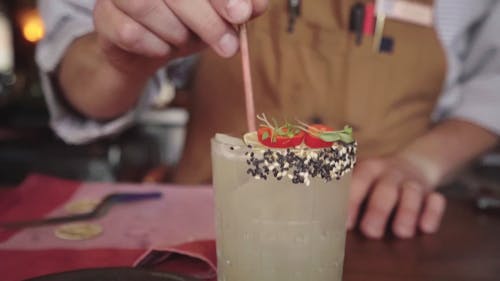 A Beautifully Presentation Of A  Cocktail Drink 