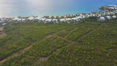 aerial view of caribbean beachfront resort