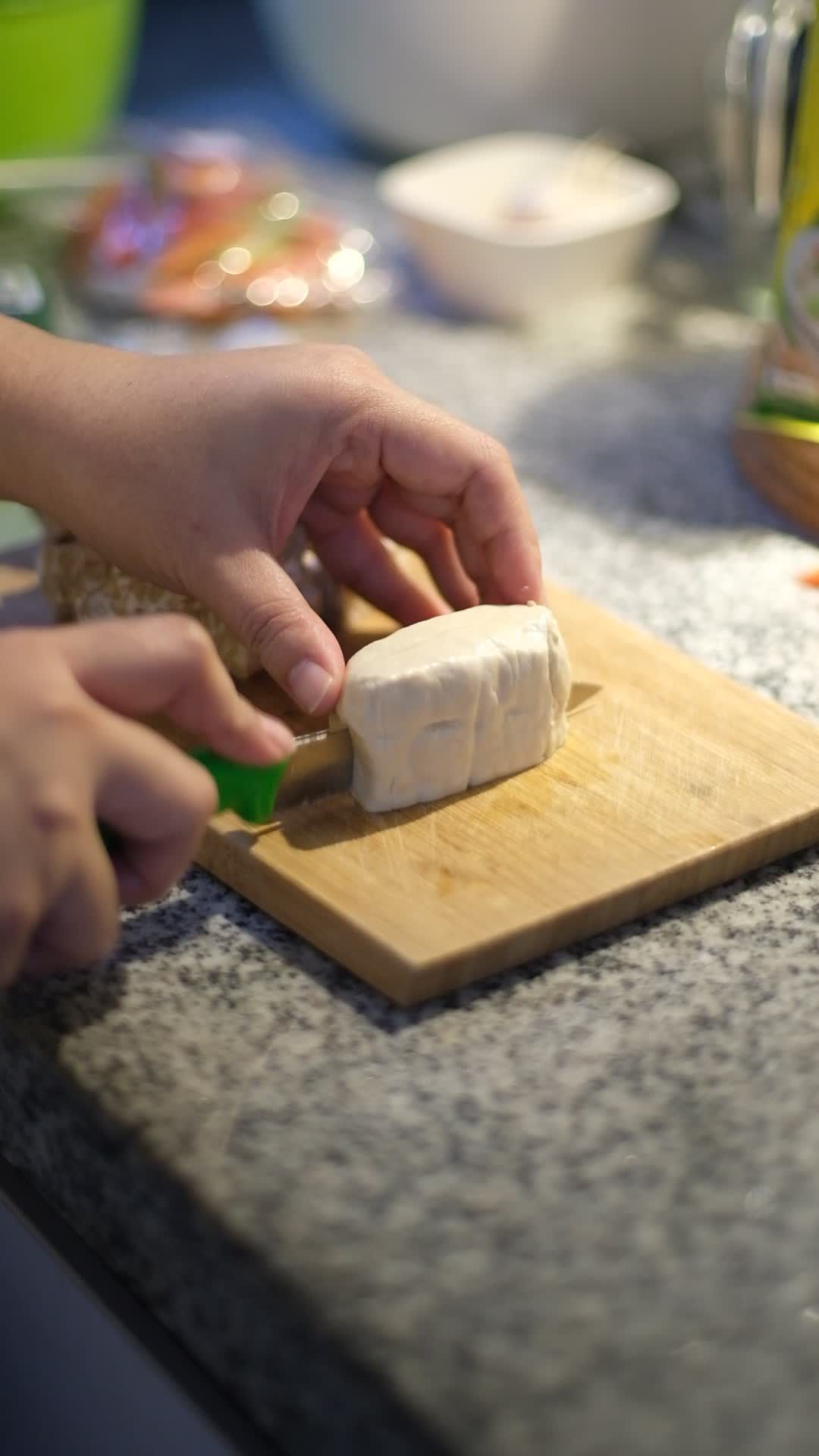 home cooking tofu preparation in kitchen 37876541