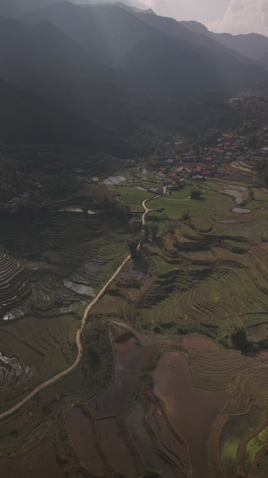 Aerial View of Serene Rice Terraces in Vietnam Free Stock Video Footage ...