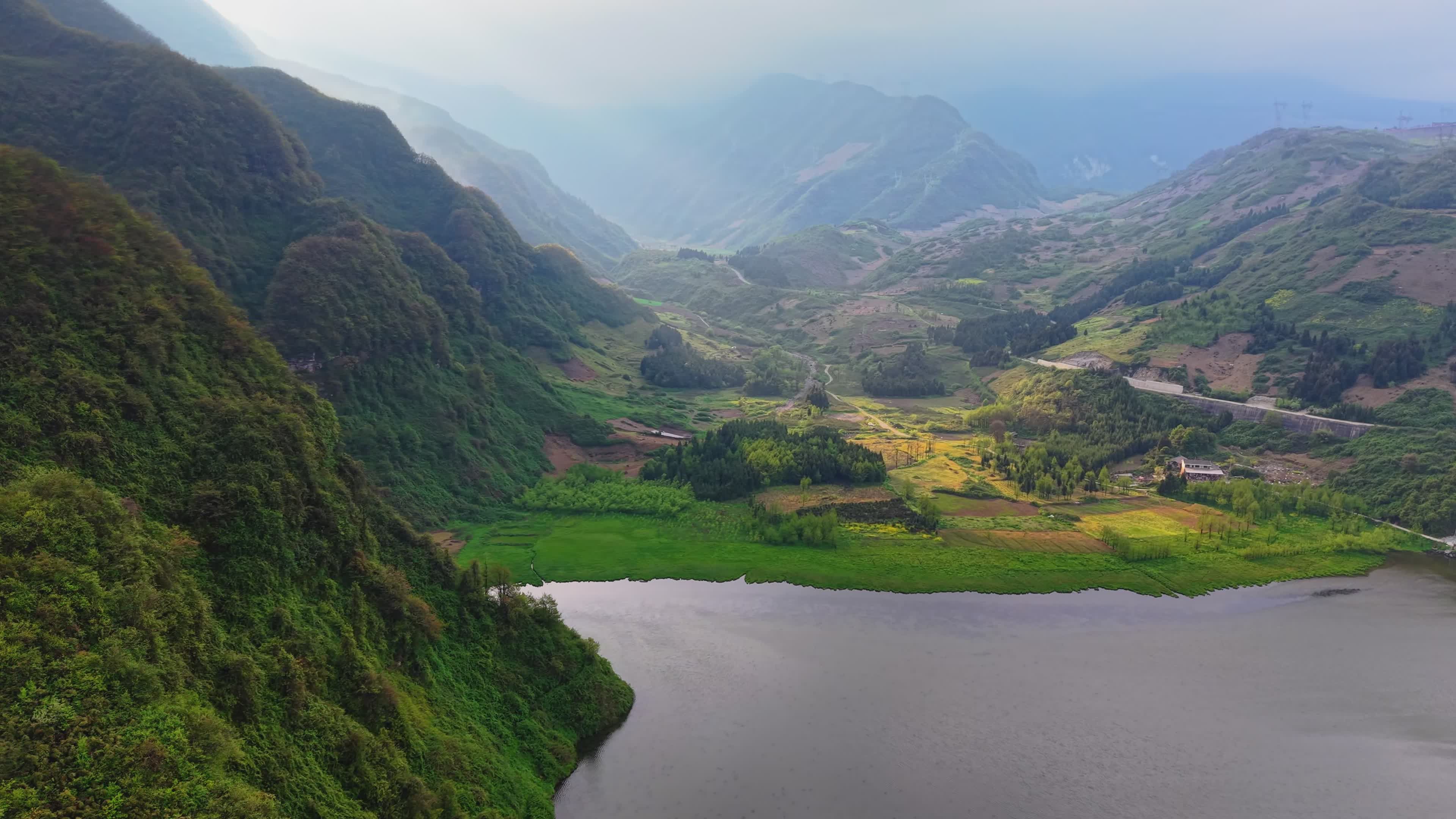 Stunning Aerial View of Lush Green Valley and Mountains Free Stock ...