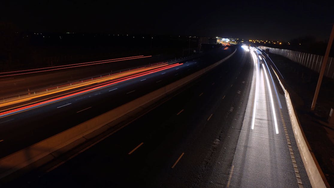 Night Driving Of Motor Vehicles On A Highway · Free Stock Video