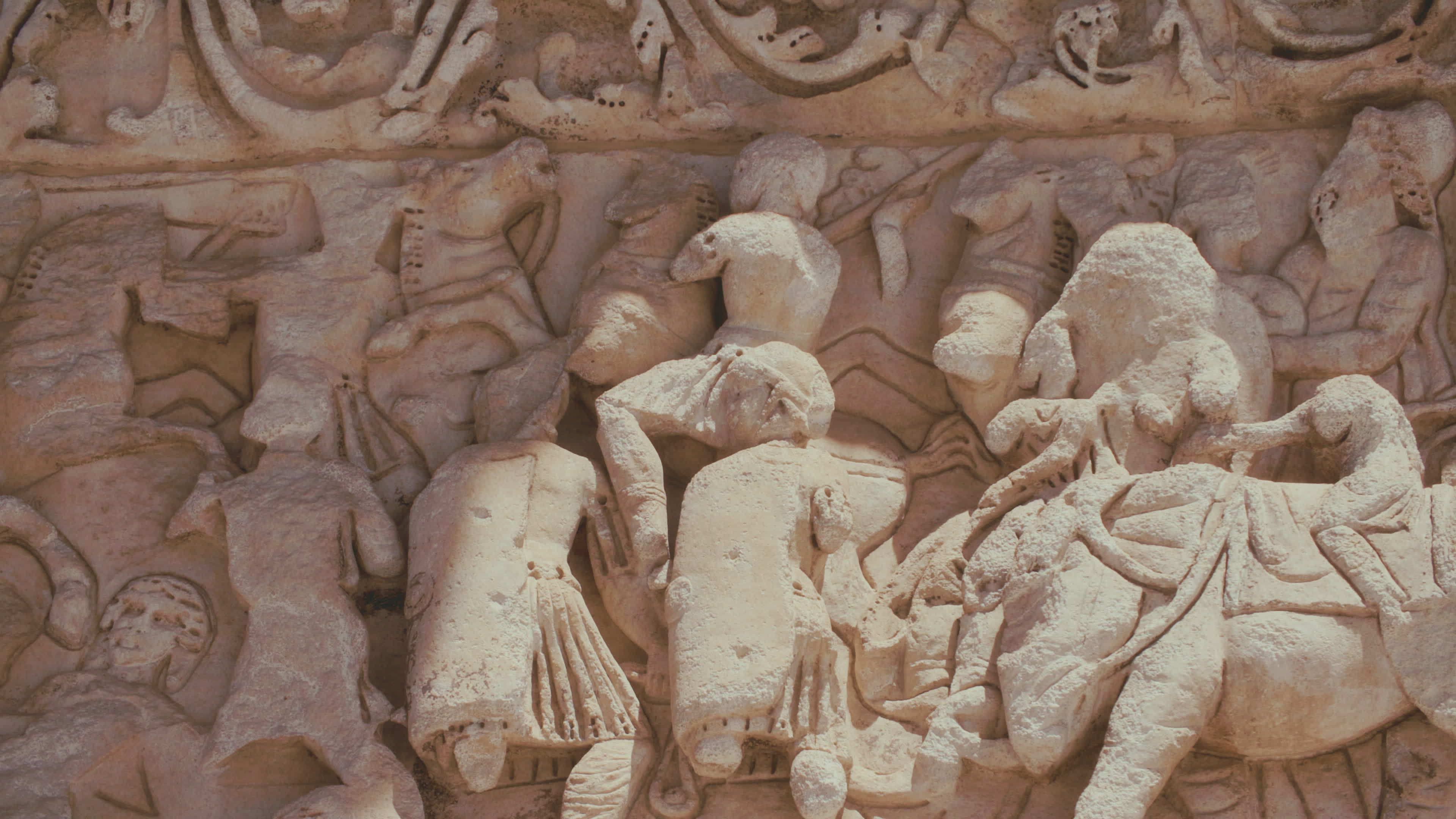 Ancient Carved Stone Relief of Battle Scene Free Stock Video Footage ...