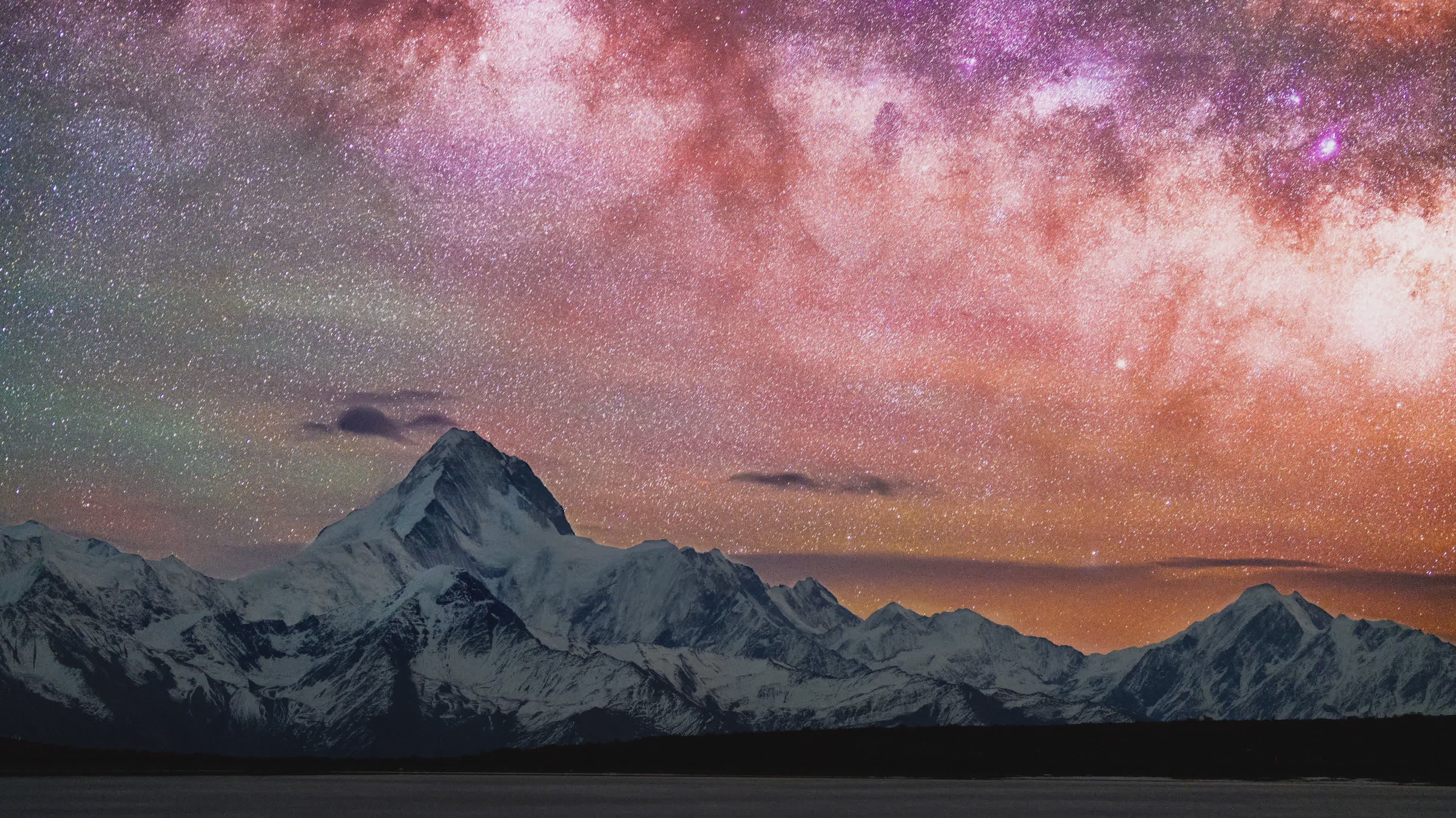 Stunning Night Sky over Snow-Capped Mountains Free Stock Video Footage ...