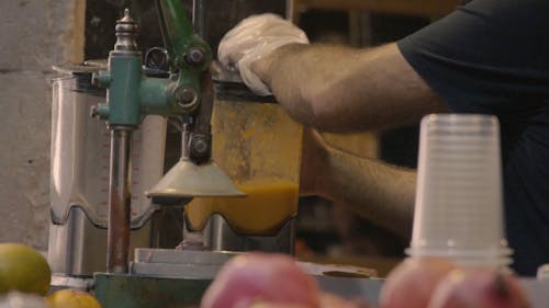 Man Preparing A Fruit Shake