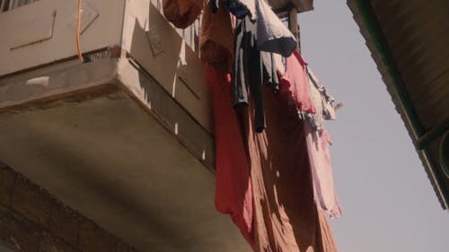Kudüs İsrail'de Yıkanmış Giysileri Kurutmanın Geleneksel Yolu