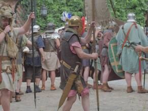 roman soldiers engaging in historical reenactment