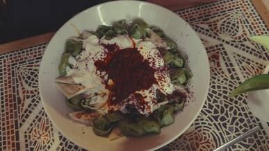 delicious turkish ravioli with yogurt sauce