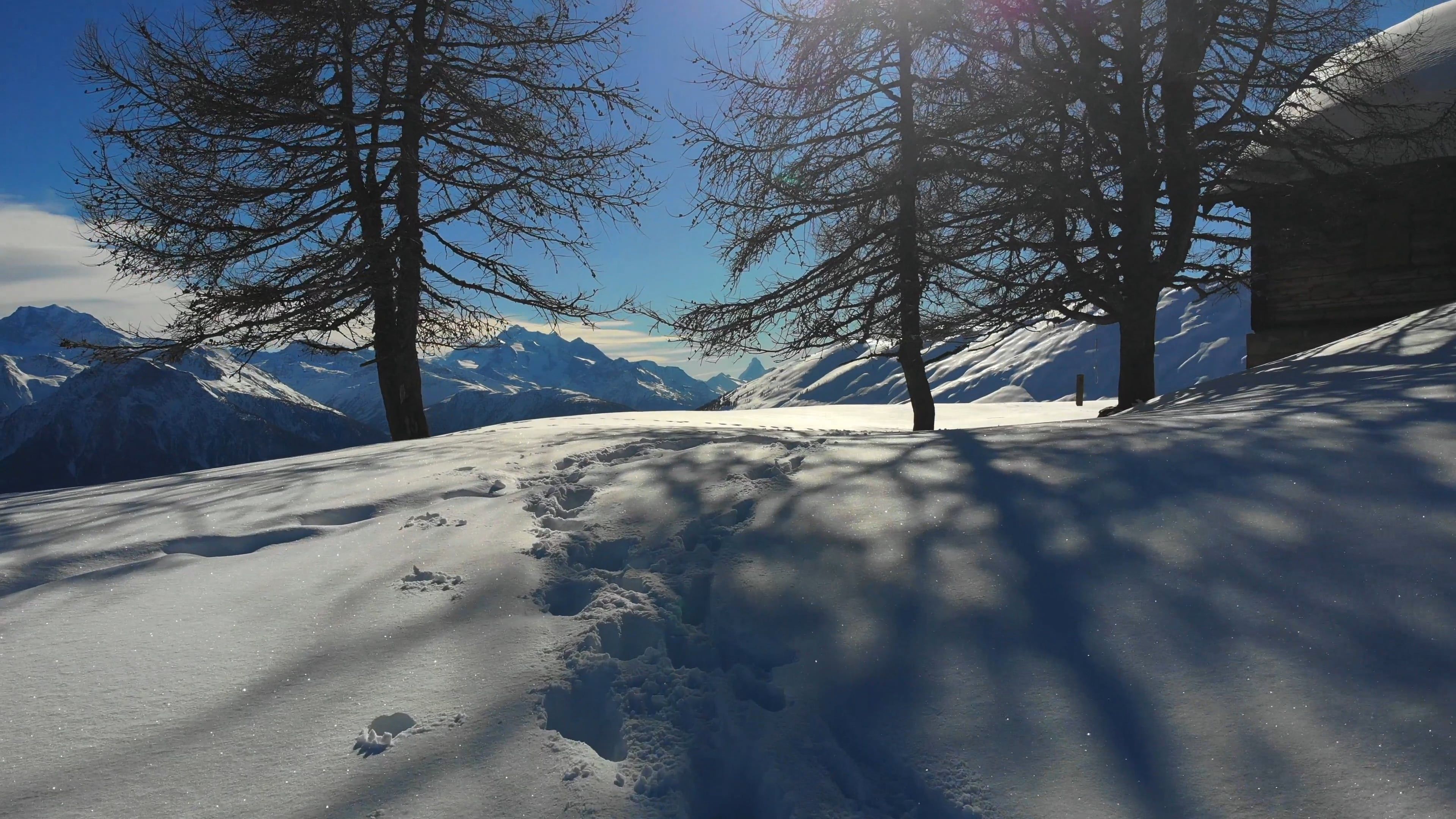 Drone Footage Of The Mountain Covered With Snow Free Stock Video ...
