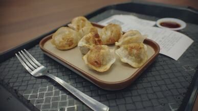 delicious dumplings in airport food court