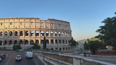 historic roman colosseum at sunset