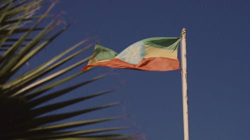 Low Angle Shot of the Ethiopian Flag