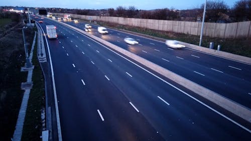 High Angle Footage Of The High Way In Time Lapse