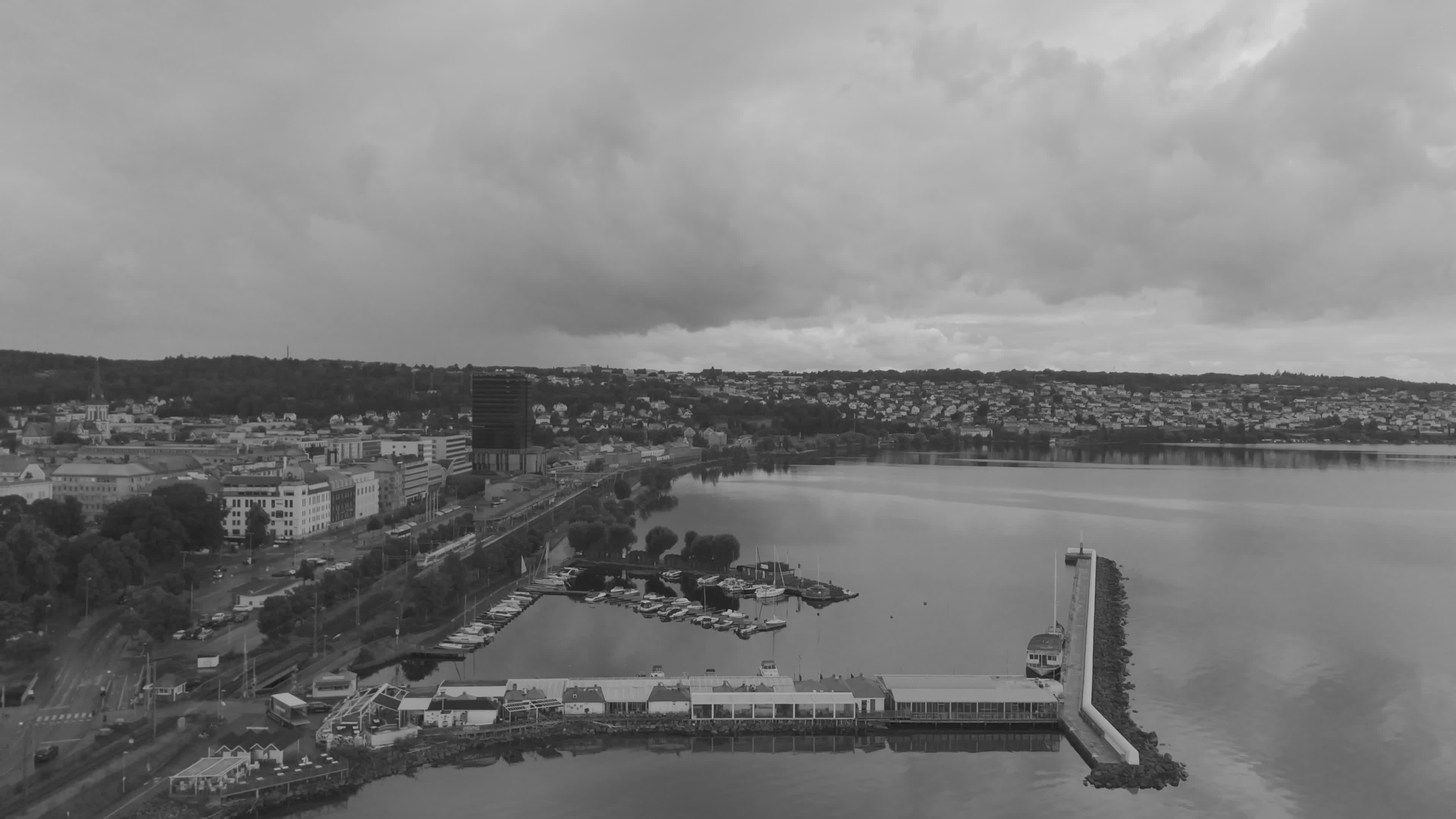 aerial overcast view of city and lake 38492572 — free pexels stock footage