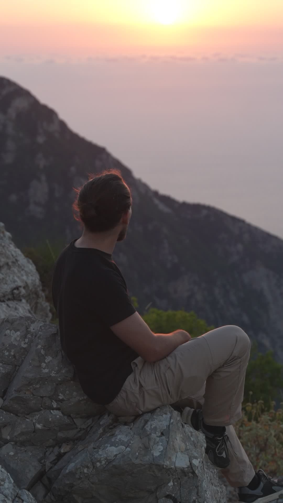 Man Enjoying Peaceful Mountain Sunset Free Stock Video Footage, Royalty ...