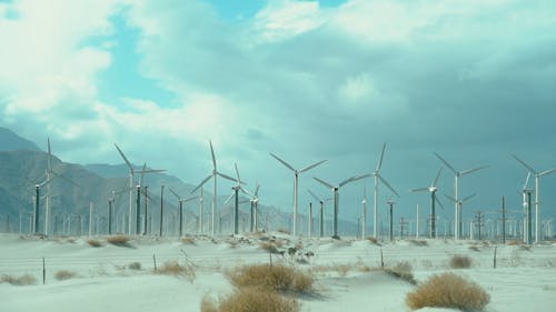 A Wind Farm near a Mountainside