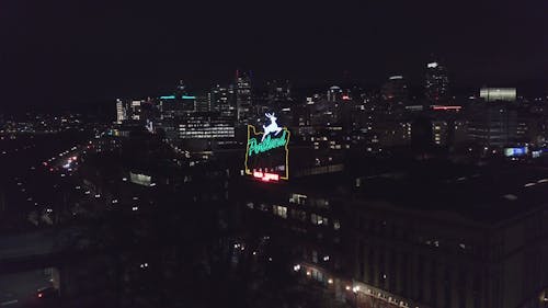 Drone Shot of the White Stag Sign