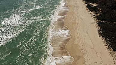 aerial shot of seashore