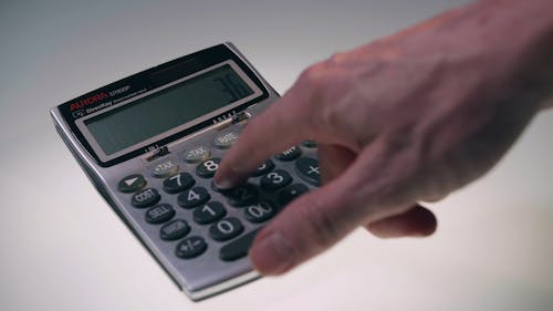A Close Up of a Person Using a Calculator