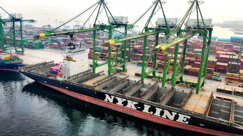 Aerial View Of A Shipping Yard