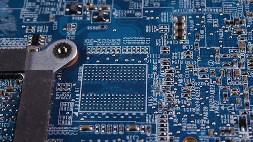 Close-up Footage Of An Electronic Circuit Board