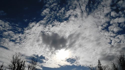 White Clouds In The Sky Covering The Sun