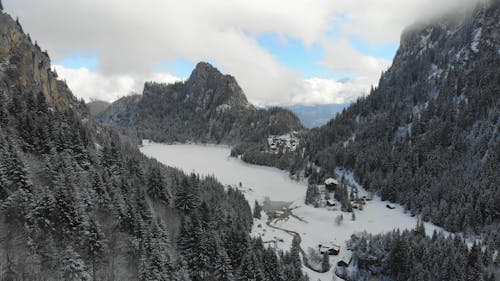 Drone Footage Of Snow Covered Mountain