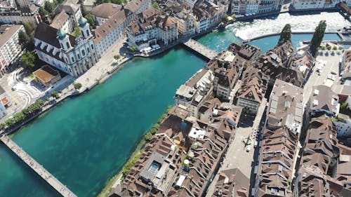 High Angle Footage Of City And The River