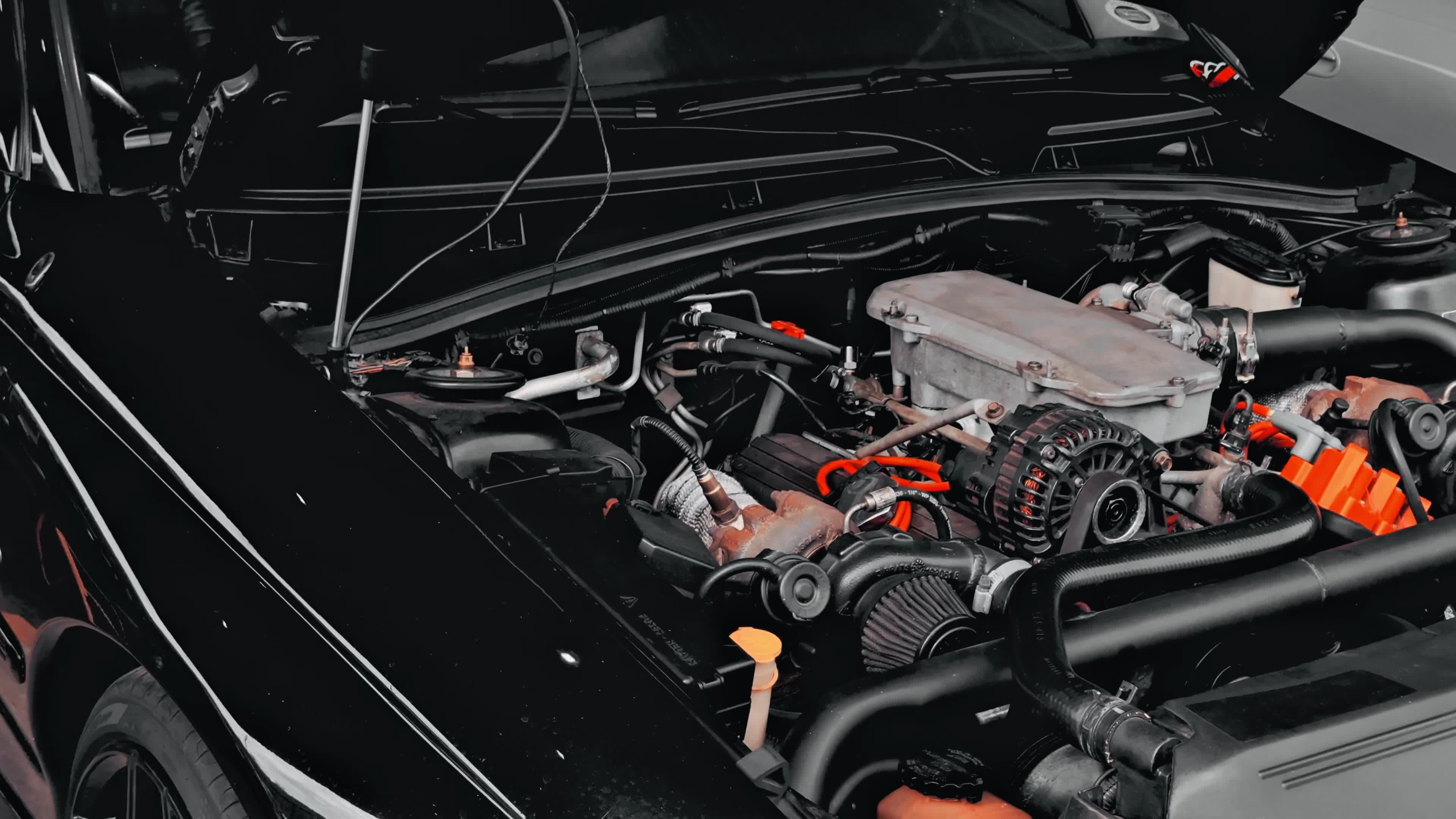 Close-up of a Car Engine Showing Mechanical Details Free Stock Video ...