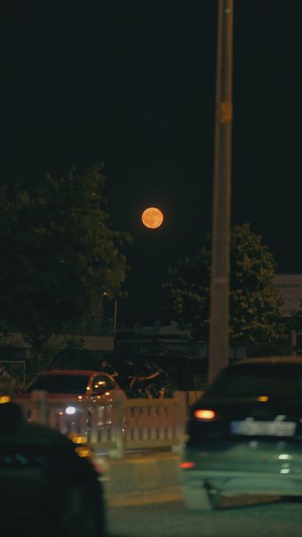 街道旁边的月亮免费下载视频素材