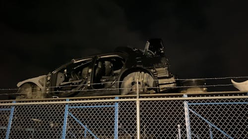 A Black Car Dismantle For Spare Parts