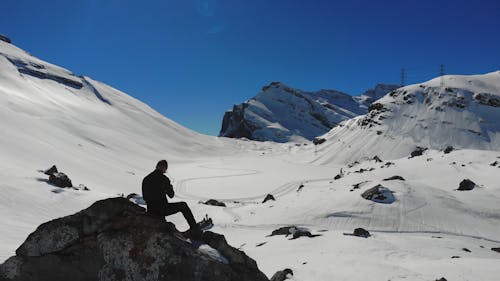 Man Sitting On a Rock In a Gemmi Pass