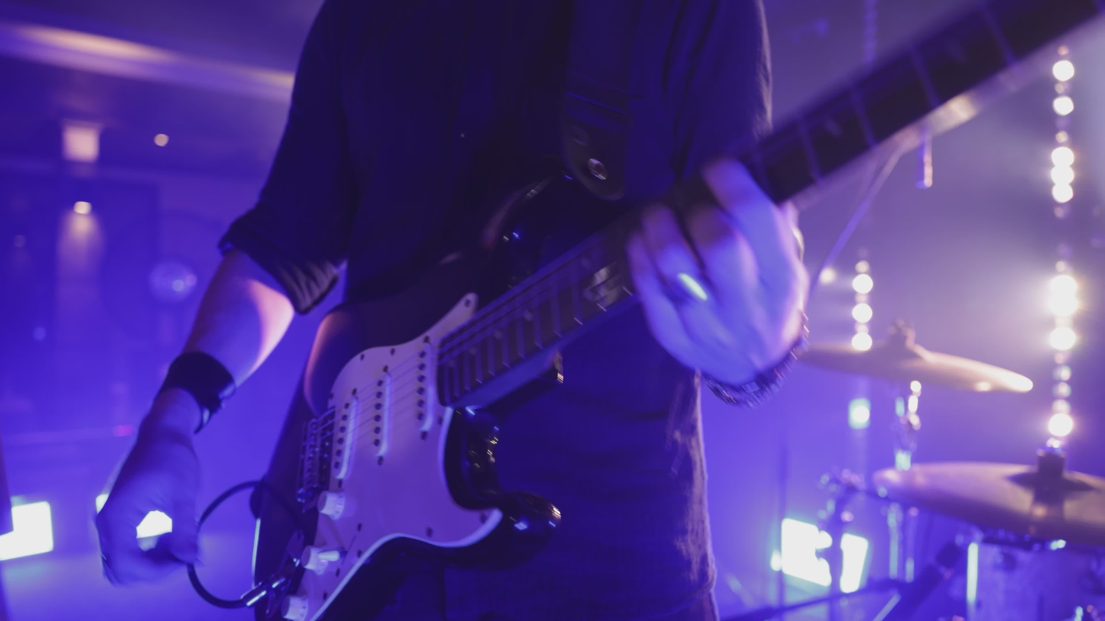 Energetic Electric Guitar Performance in Concert Free Stock Video ...