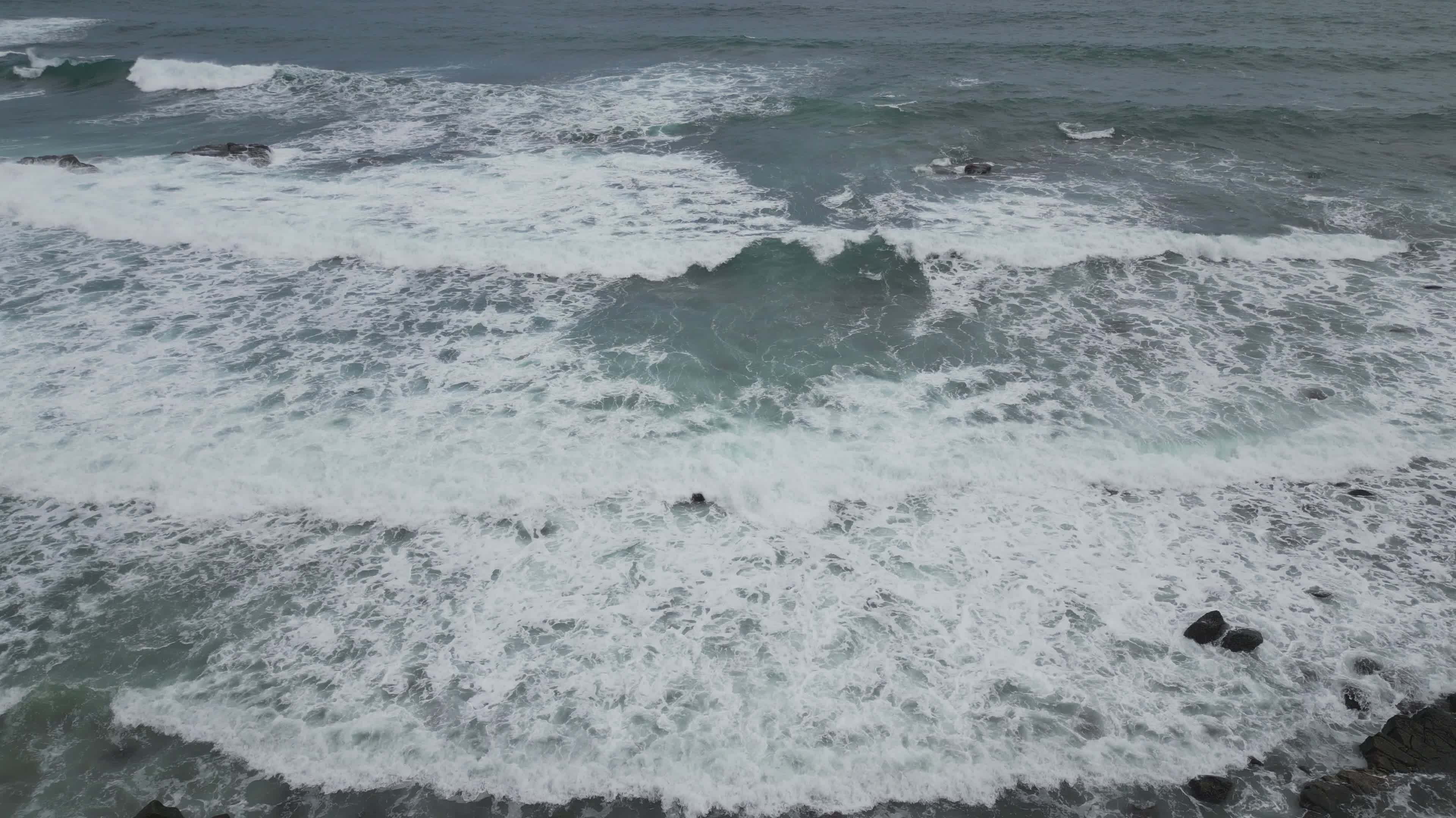 Aerial View of Dramatic Ocean Waves Crashing Free Stock Video Footage ...
