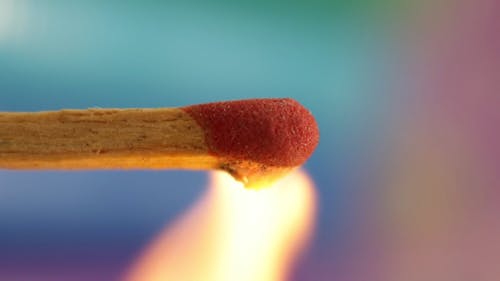 Close Up Footage Of A Burning Match