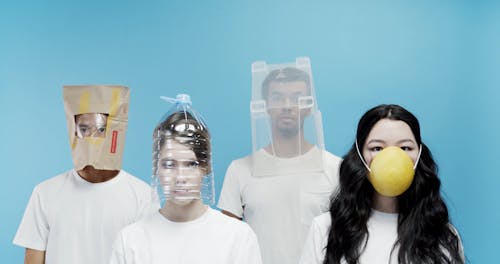 A Group Wearing Innovative Do It Yourself Protective Mask