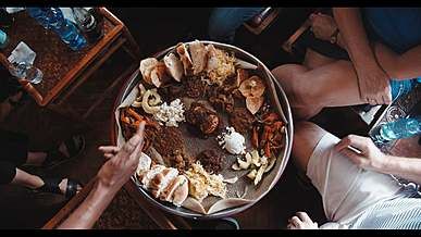 an assorted food on a platter