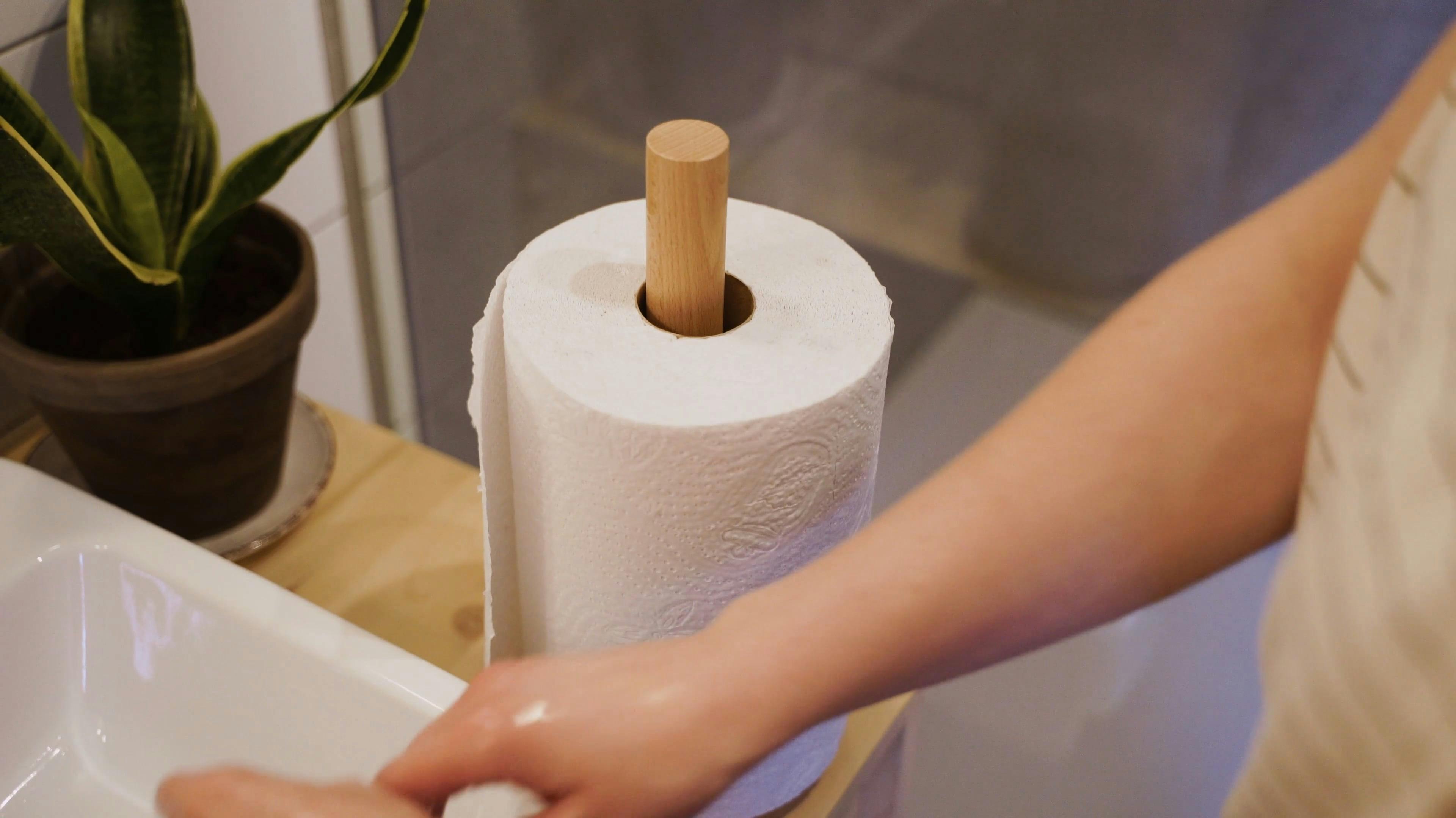 Drying Hands With Paper Towels After Washing · Free Stock Video