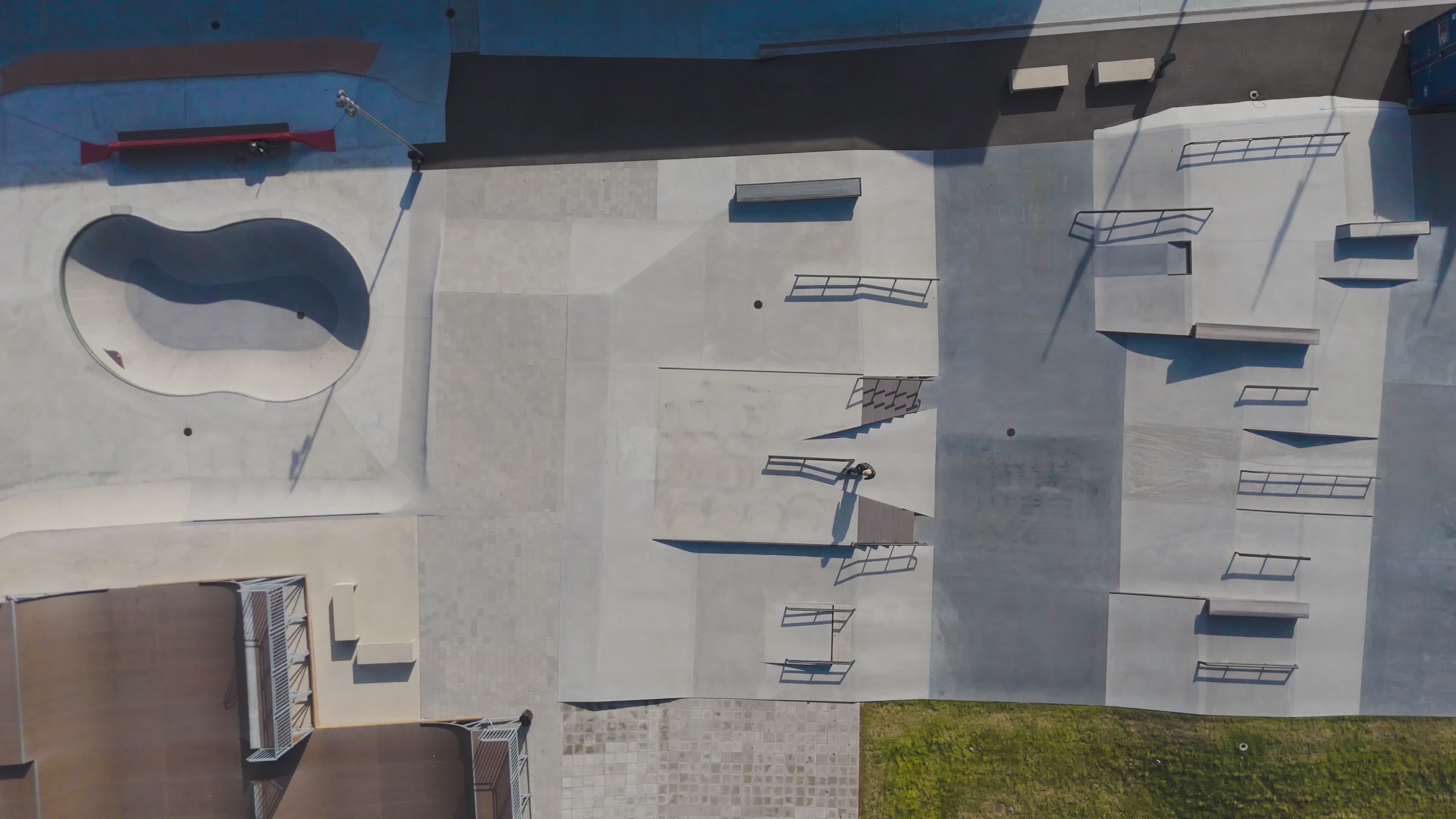 Aerial View of Concrete Urban Skatepark Free Stock Video Footage ...