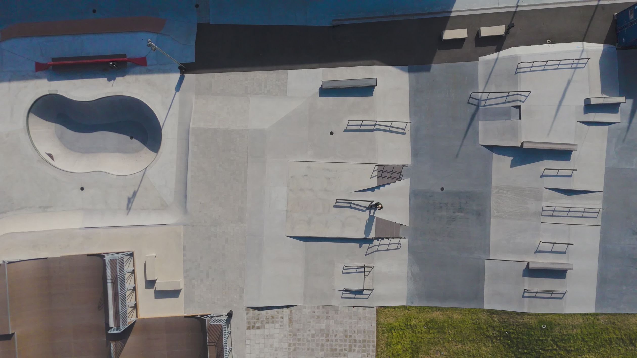 Watch Text Aerial View of Concrete Urban Skatepark Free Stock Video Footage ...