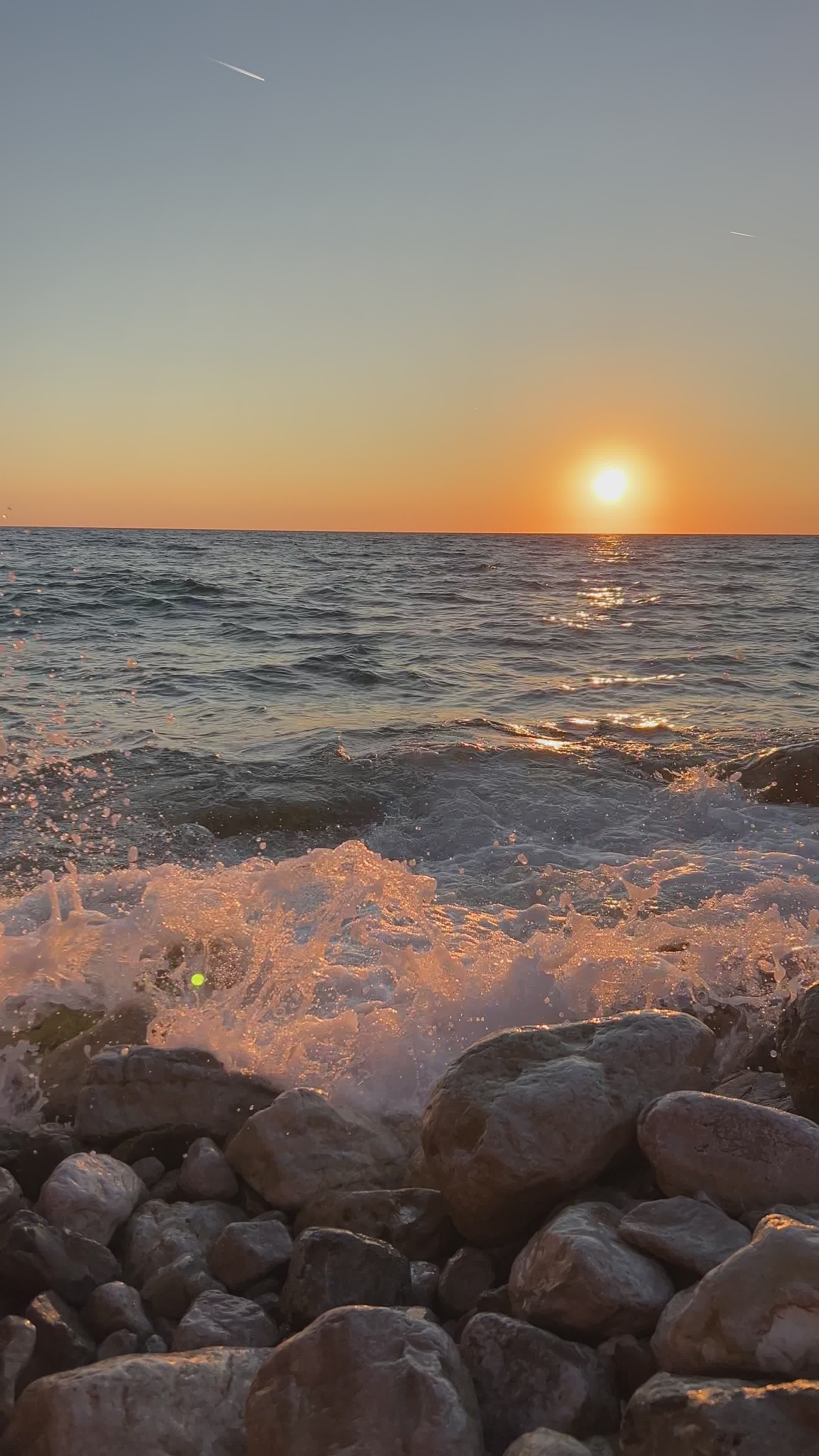 Beautiful Ocean Sunset with Waves on Rocky Shore Free Stock Video ...
