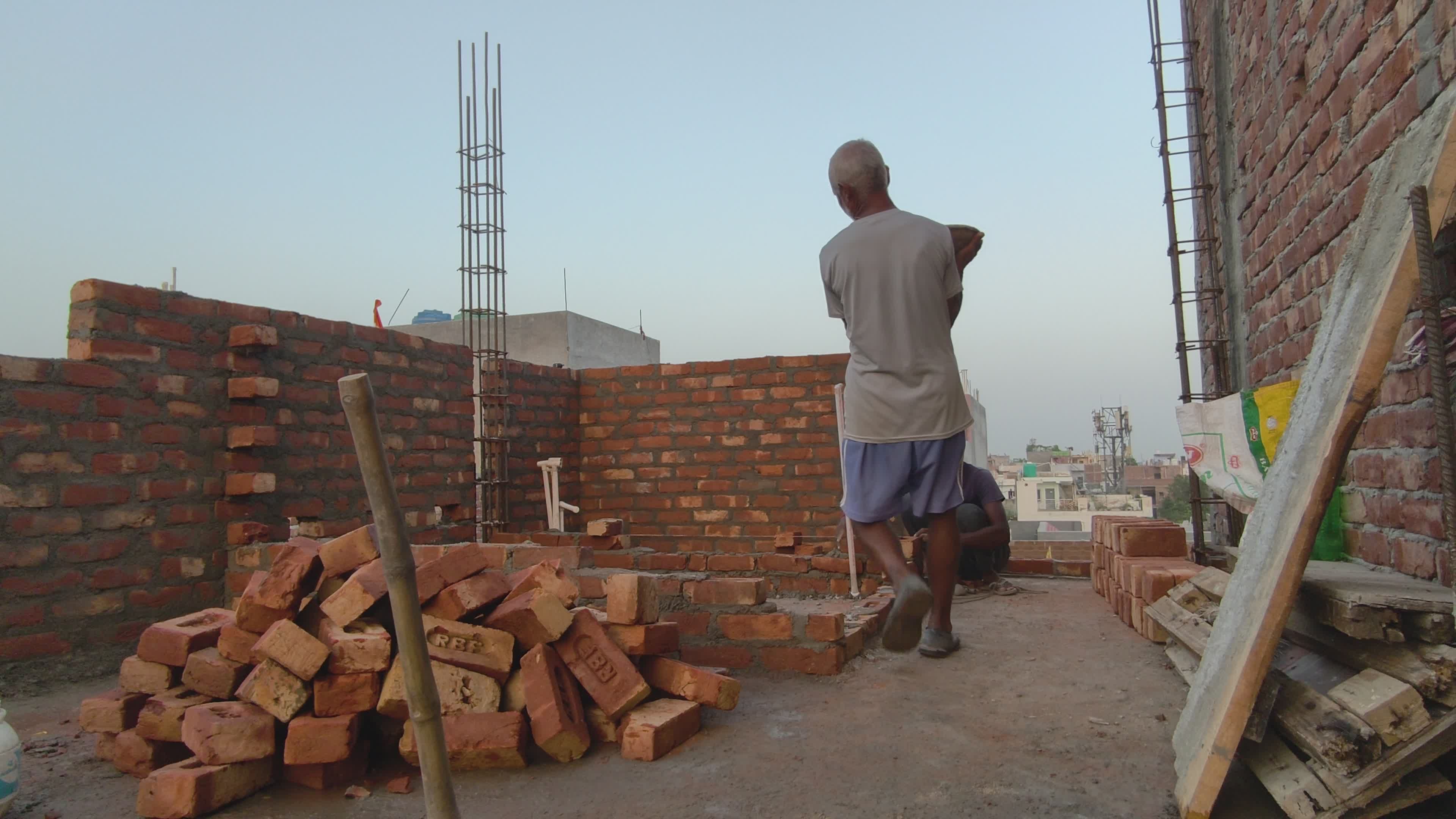 Bricklaying Rooftop Construction Workers Free Stock Video Footage ...