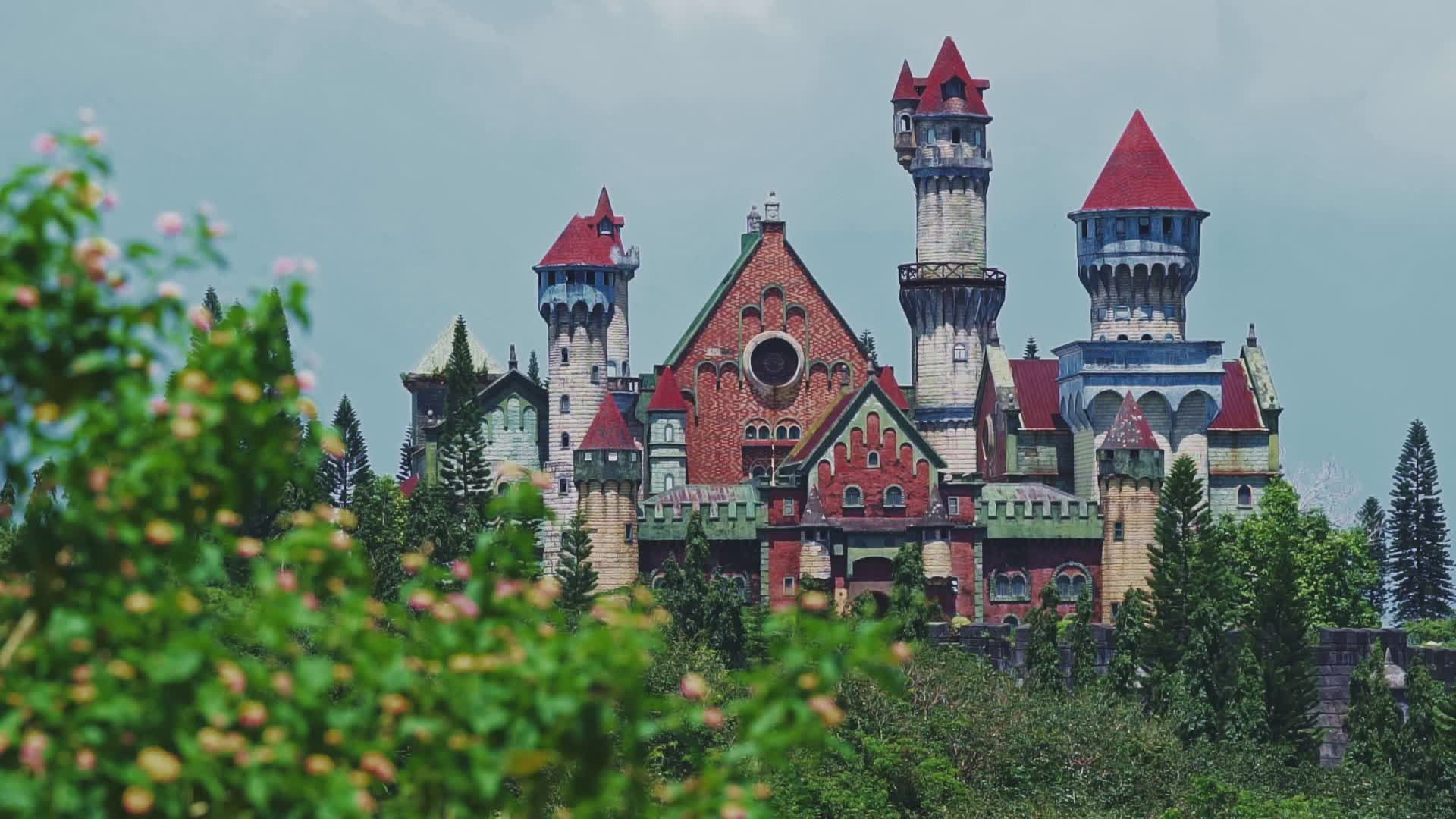 Majestic Medieval Castle in Lush Greenery Free Stock Video Footage ...