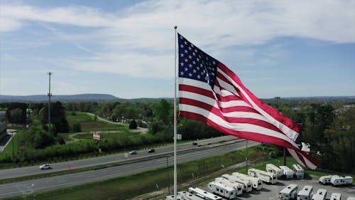 Drone Footage of Recreational Vehicles Parked Outdoors