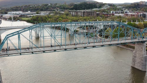 A Revolve Shot of a Steel Bridge