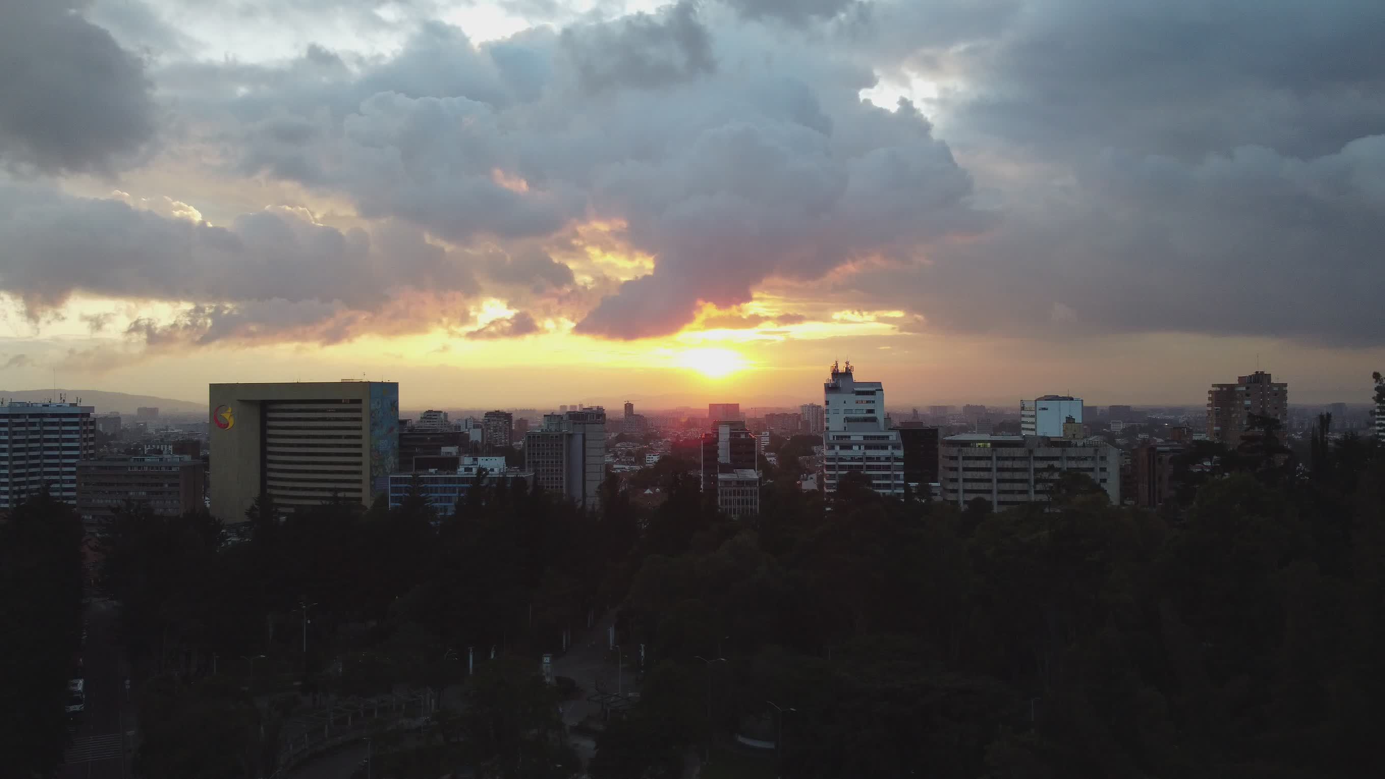 Stunning Cityscape at Sunset with Dramatic Clouds Free Stock Video ...