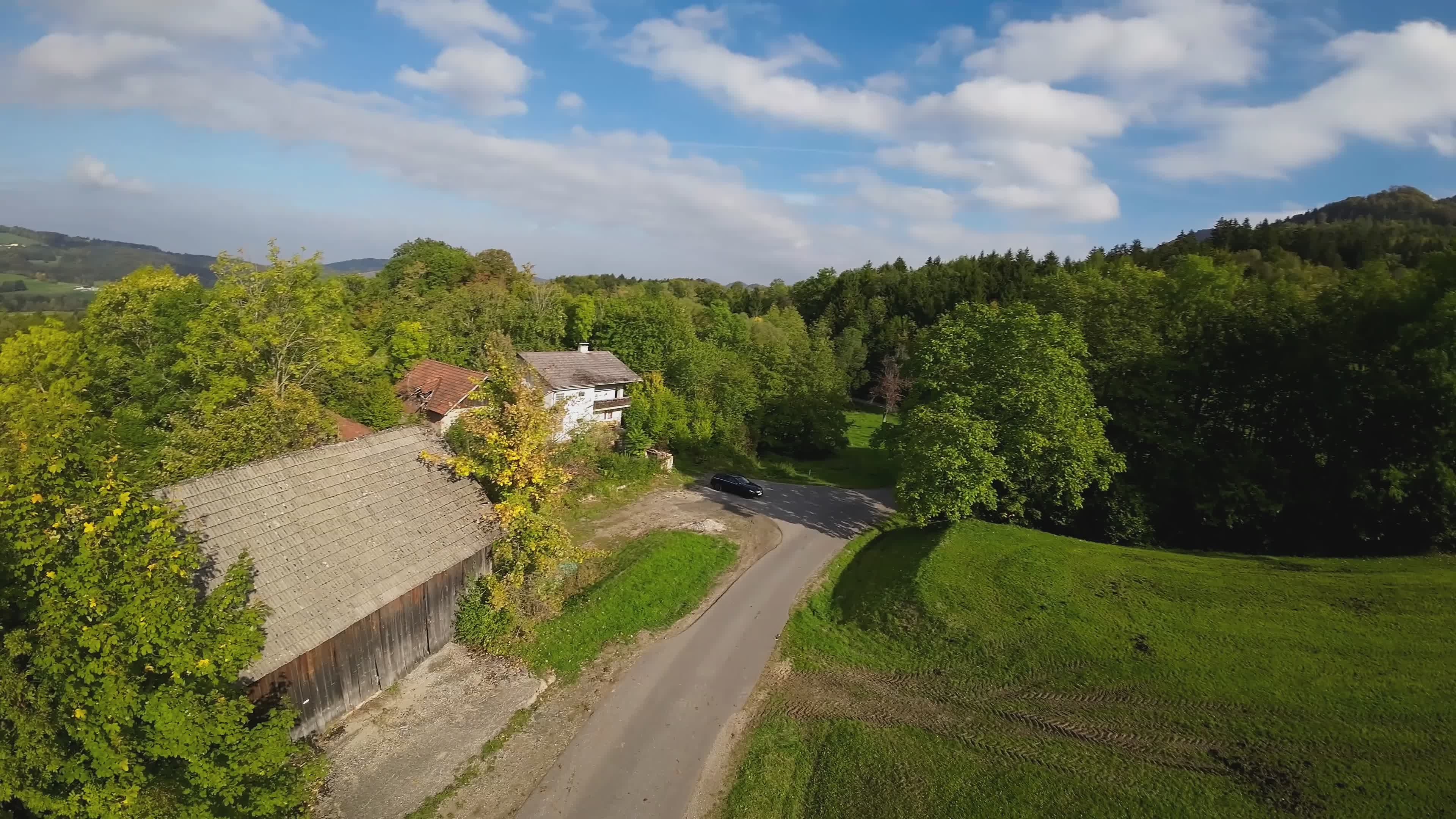 Luftaufnahme Einer Malerischen Ländlichen Landschaft Mit Bauernhäusern ...